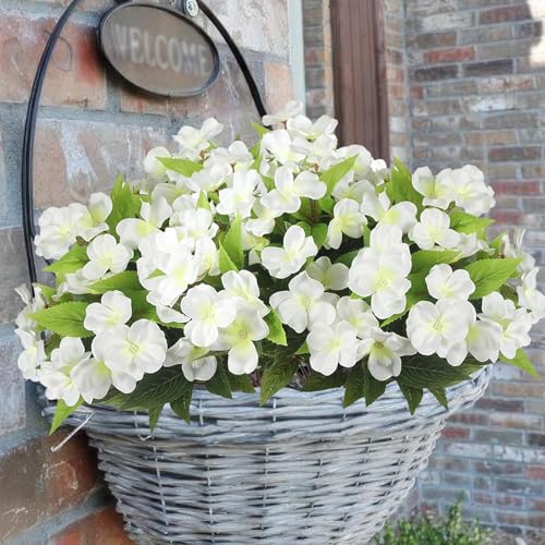 Fox & Fern Artificial Silk Impatiens Flower Bouquet | UV Resistant Plant for Home, Office, Wedding Decor GAAFIM-38W (Pack of 1) (White) - Image 3