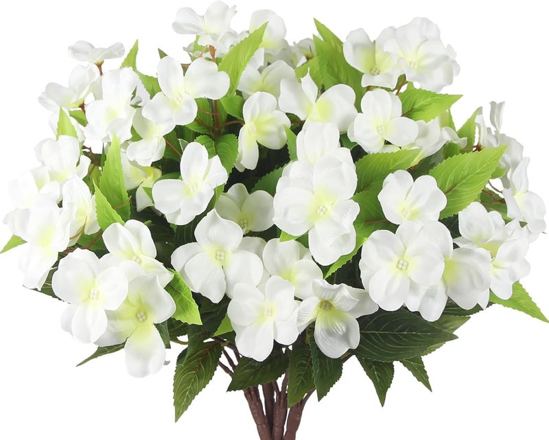 Fox & Fern Artificial Silk Impatiens Flower Bouquet | UV Resistant Plant for Home, Office, Wedding Decor GAAFIM-38W (Pack of 1) (White) - Image 1