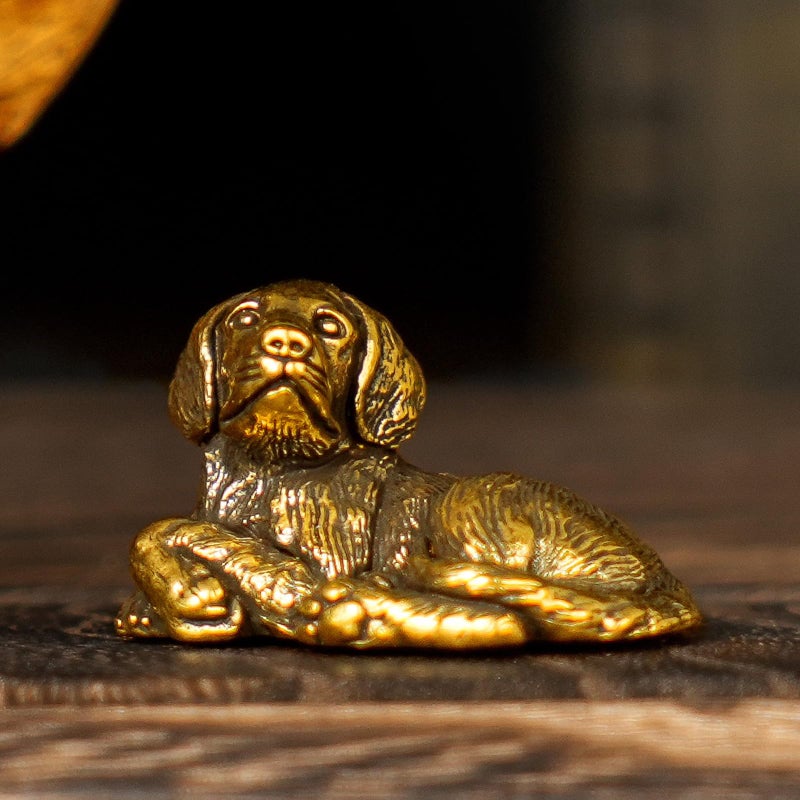 chovy Solid Brass Sleeping Dog Statue - Handcrafted Vintage Awakening Puppy Sculpture, Cute Retro Desk Decor for Home & Office, Unique Gift for Dog Lovers, Collectible Art Figurine for Shelves - Image 4