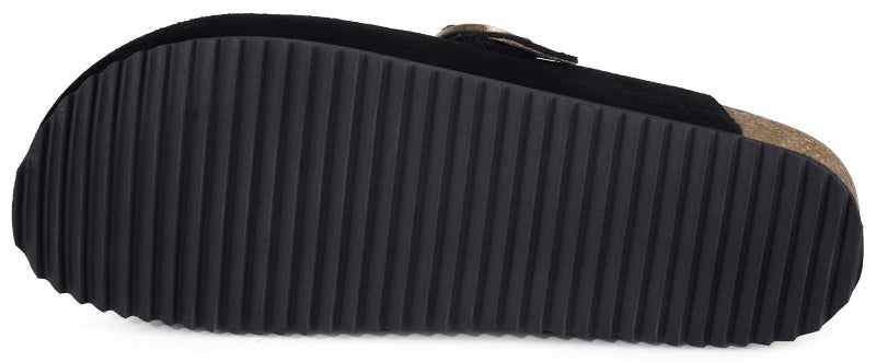 Intini Genuine Suede Leather Clogs for Womens Mens Slip on Mules Antislip Cork Sandals with Arch Support Potato Shoes Buckle Black - Image 4