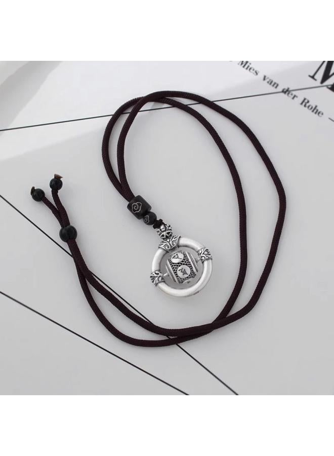 Retro Do Old Six-character True Words Turn Bead Pendant Guofeng Running Time Safe Buckle Men's And Women's Pendant Xiangyun Rope 