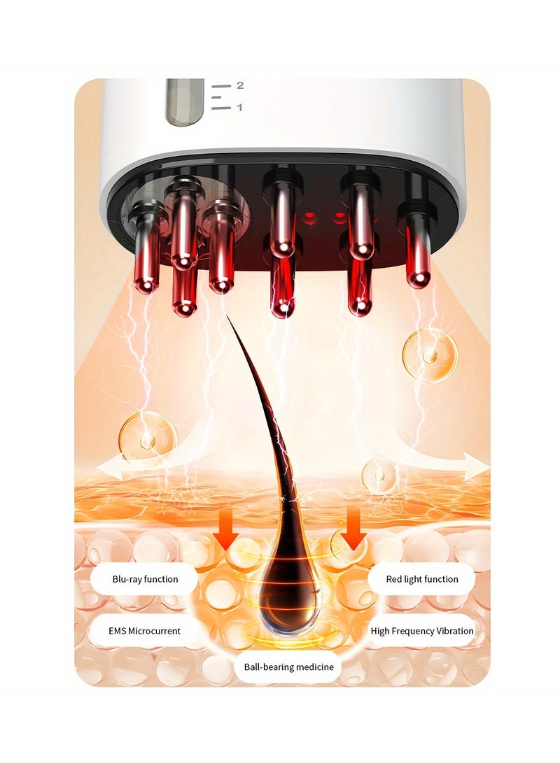 العلاج الضوئي سائل الاهتزاز إجراء المشط، USB القابل لإعادة الشحن مسلك فروة الرأس، زيت وضع المشط، مثالي لتدليك الرأس - Image 2