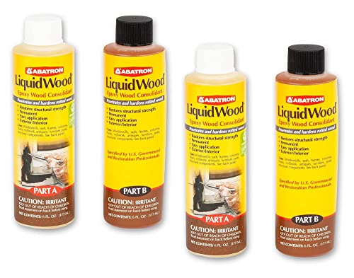 Abatron LiquidWood Kit Epoxy Wood Consolidant 6 Oz Each, Part A & B, Pack of 2 - Image 1
