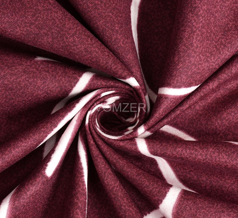 VOMZER Premium Cotton Feel Flat Bedsheet for Double Bed King Size – 300 TC Premium Flat Bedsheet for King Size Bed – Double Bed Bedsheet with 2 Pillow Covers Wine Flower - Image 3
