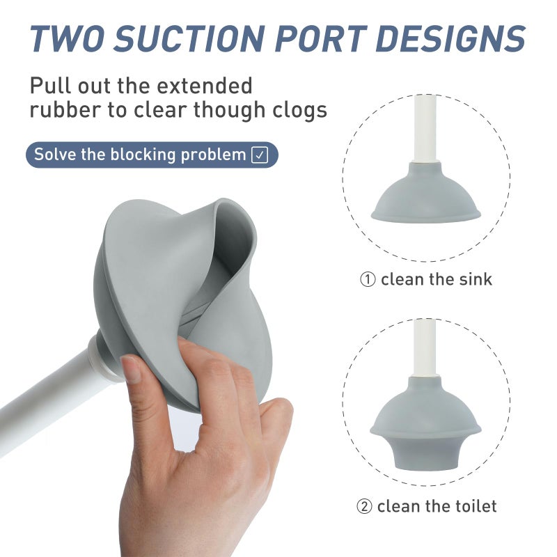 ADNIKIA Silicone Toilet Brush Plunger Set, 2 in 1Toilet Bowl Brush and Holder Plunger Set, Plunger Toilet Brush Combo, Bathroom Toilet Brush, Toilet Brush Set, Toilet Scrubber and Plunger Set - Image 3