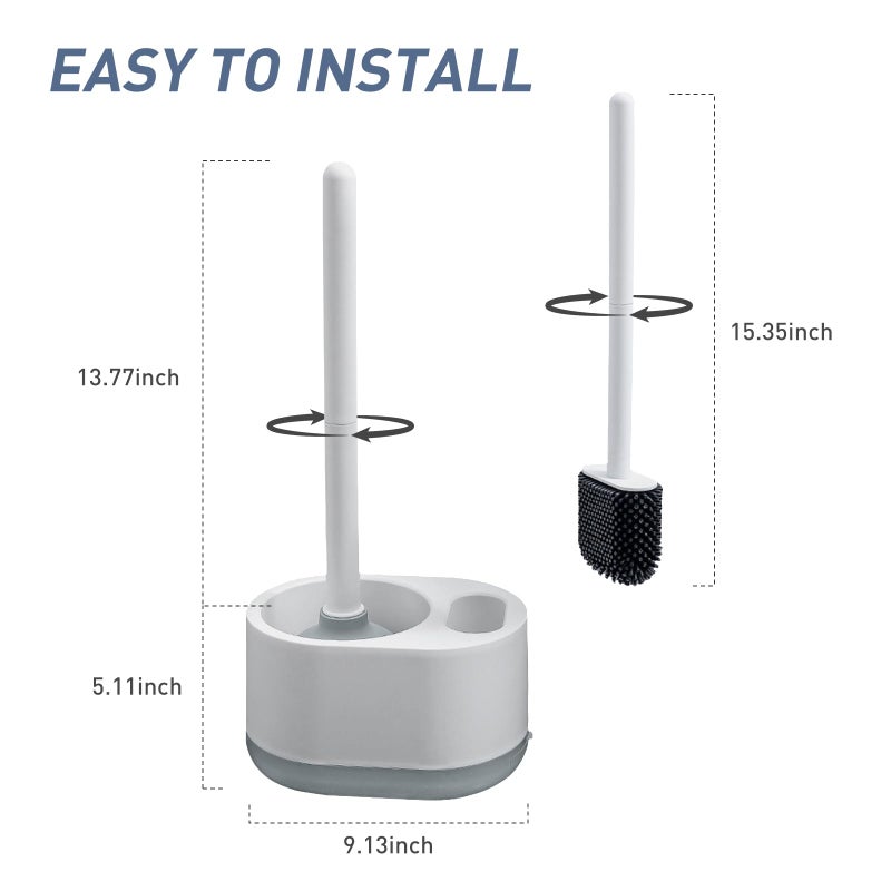 ADNIKIA Silicone Toilet Brush Plunger Set, 2 in 1Toilet Bowl Brush and Holder Plunger Set, Plunger Toilet Brush Combo, Bathroom Toilet Brush, Toilet Brush Set, Toilet Scrubber and Plunger Set - Image 4