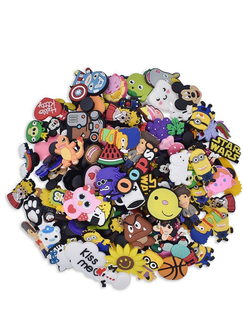 KASTWAVE Shoe Decoration Charms, Shoe Charms Crocs, 100 PCS Mixed PVC Shoe Charms for Shoes Silicone Wristbands, Hole Hole Shoes Buckle, Party Gift for Kids and Teens Girls - Image 1