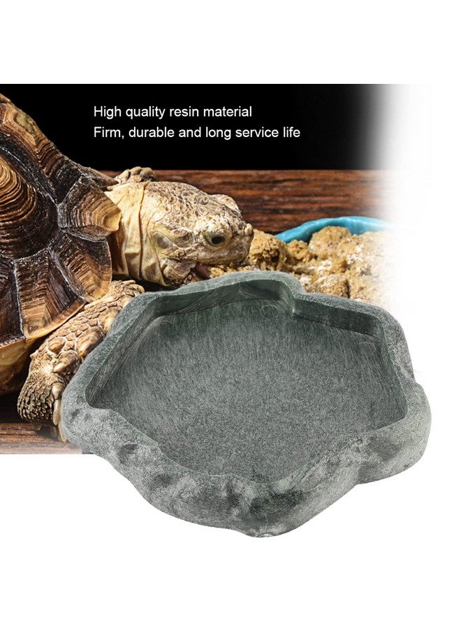 DAUERHAFT Reptile Food and Water Dish Feeder Bowl, Reptile Rock Food Dish for Tortoise Lizard Bearded Dragon Frog Leopard Gecko Snake (Black) - Image 2