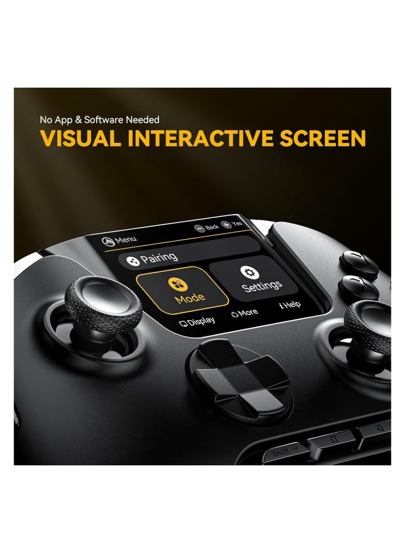 (No Drift) ManbaOne Wireless Game Controller with Interactive Screen for Windows PC/Switch/iOS/Android/Steam Deck,Hall Effect Stick and Trigger with Charging Dock(Black)