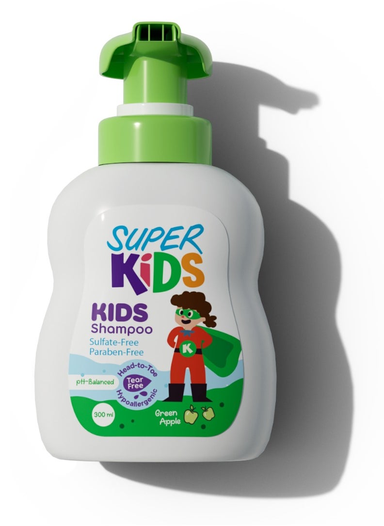 SUPER KIDS - Shampoo for Kids Apple 300 ml- Green Apple - Image 1