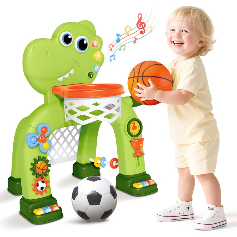 AuroTops Toddler Basketball Hoop Soccer Goal ToyDinosaur Toys with Light MusicMusical Toys for 1 Year Old Boy Girl Learning Toy for Toddlers 13 Birthday Gifts for 1 Year Old Boys - Image 2