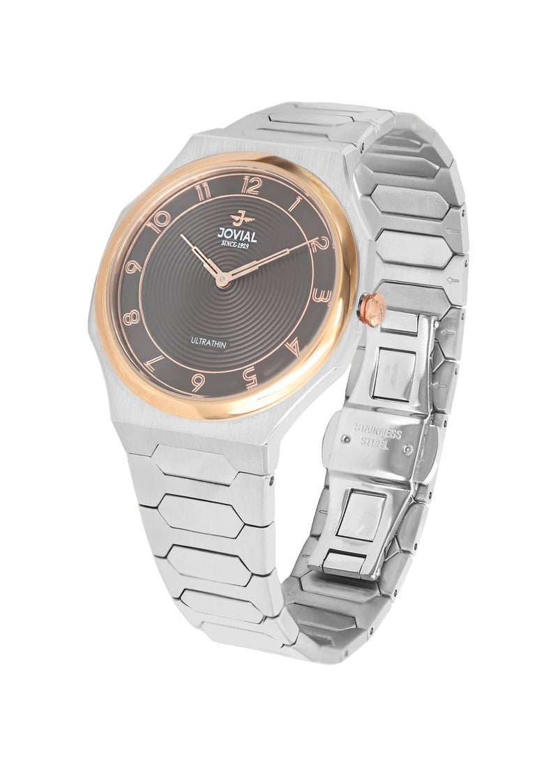 Jovial JOVIAL 1544LSMQ10E Women's Stainless Steel Band Watch, Ultrathin, 30mm, Brown Dial  - Image 2