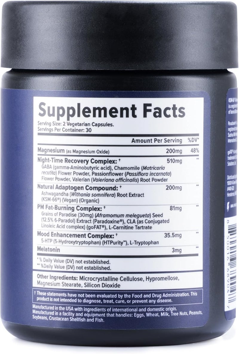 INNOSUPPS Night Shred Fat Burner and Natural Sleep Support  Ashwaganda 5HTP CLA Melatonin  Appetite Suppressant  Weight Loss Support Nighttime Fat Burning 60 Vegetarian Capsules - Image 4