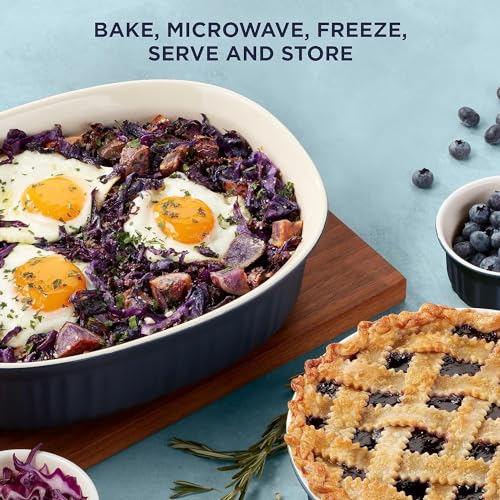 CorningWare Ceramic Bakeware Set with Lids Chip and Crack Resistant Stoneware Baking Dish, Microwave, Dishwasher, Oven, Freezer and Fridge Safe, 10-Piece French Navy - Image 3