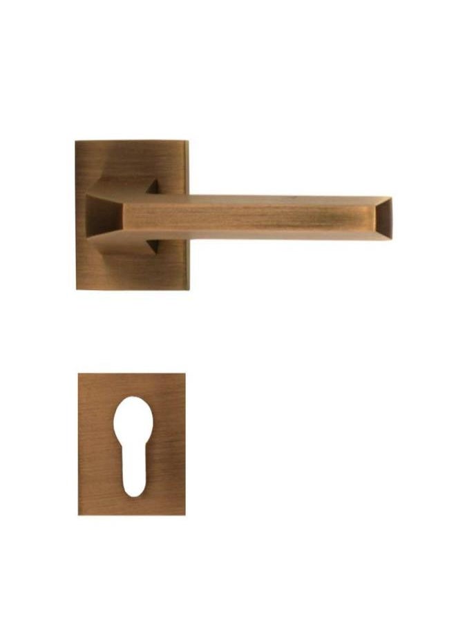 AHRAM Al-Ahram Rosette Cylinder Door Handle Set Sicuro Flusso Square – Antique Bronze  - Image 1