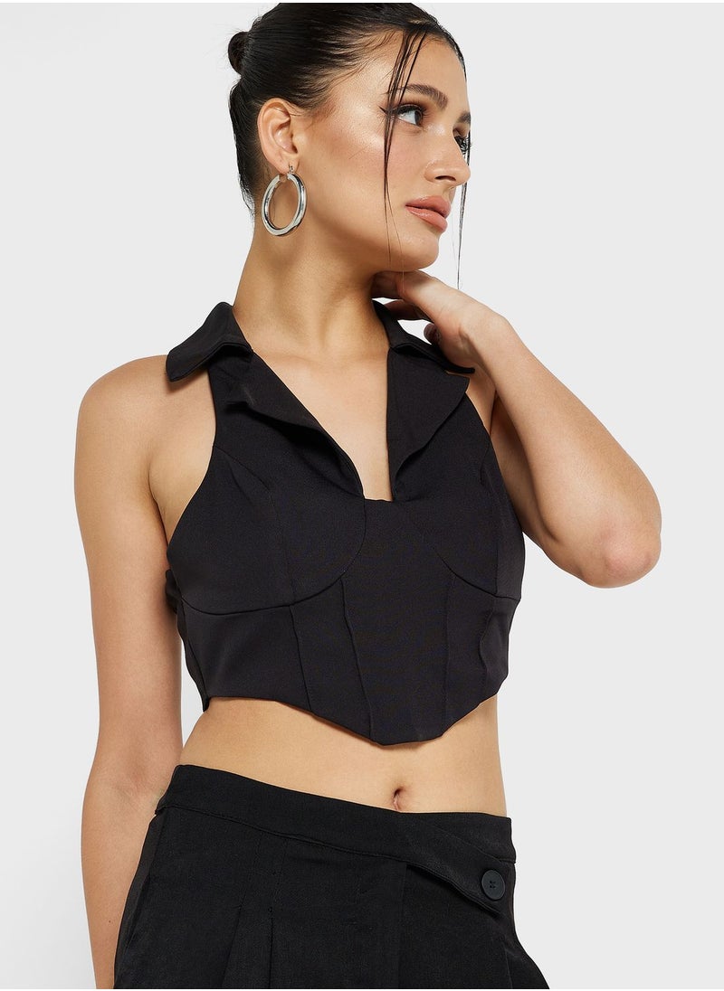 Ginger - Polo Neck Corset Style Top - Image 1