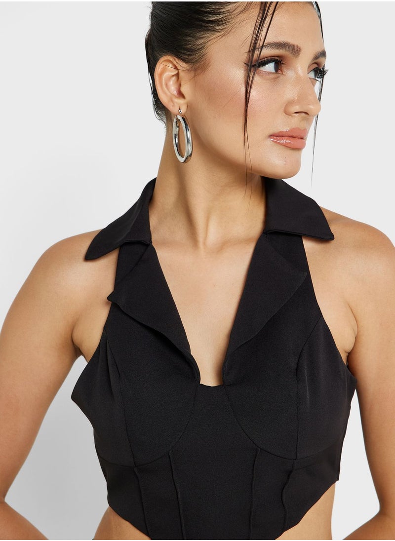 Ginger - Polo Neck Corset Style Top - Image 1