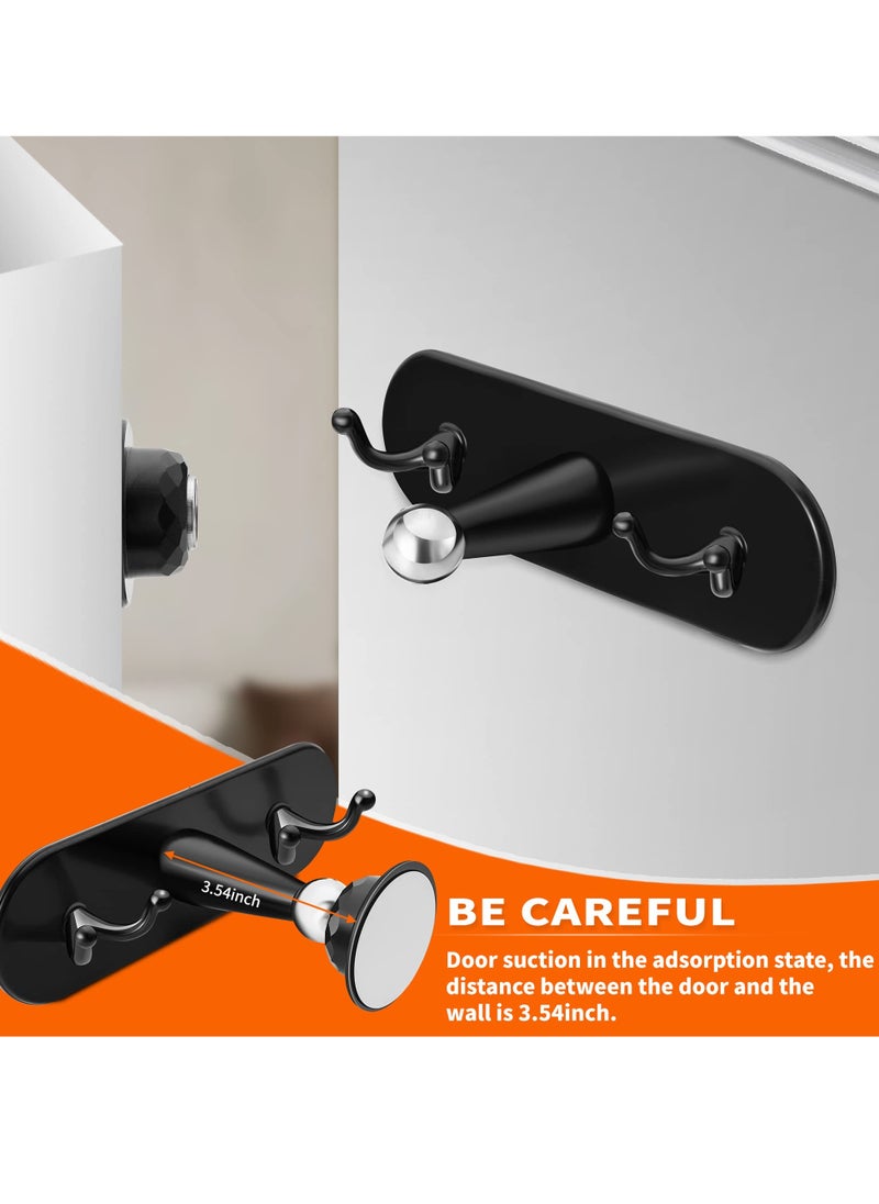 SYOSI Multifunctional Magnetic Door Stop, Magnetic Door Stop with Coat Hook Double-Sided Adhesive Tape Wall Mounted No Drilling  - Image 3