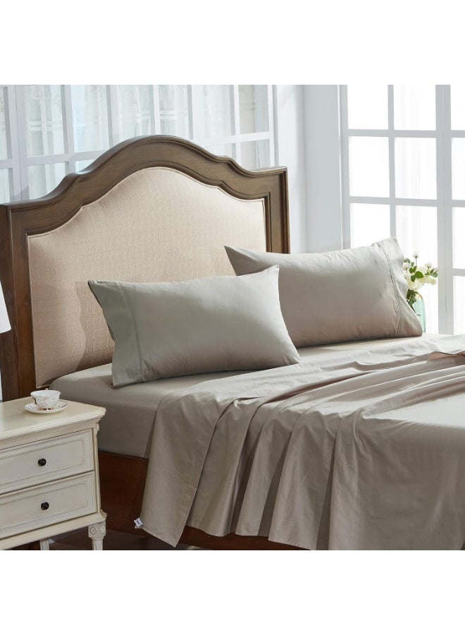IBAMA Cotton Bed Sheet Set KING Size, Extra Soft Cooling Sheets Deep Pocket, 3 Piece Full Sheet Set Include 1 Fitted Sheet 2 Pillowcases 1 Flat Sheet - Image 1