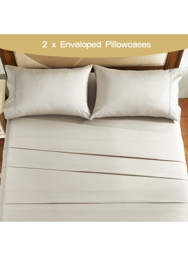 IBAMA Cotton Bed Sheet Set KING Size, Extra Soft Cooling Sheets Deep Pocket, 3 Piece Full Sheet Set Include 1 Fitted Sheet 2 Pillowcases 1 Flat Sheet - Image 3