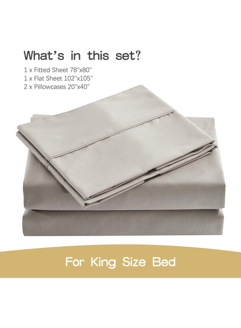 IBAMA Cotton Bed Sheet Set KING Size, Extra Soft Cooling Sheets Deep Pocket, 3 Piece Full Sheet Set Include 1 Fitted Sheet 2 Pillowcases 1 Flat Sheet - Image 4