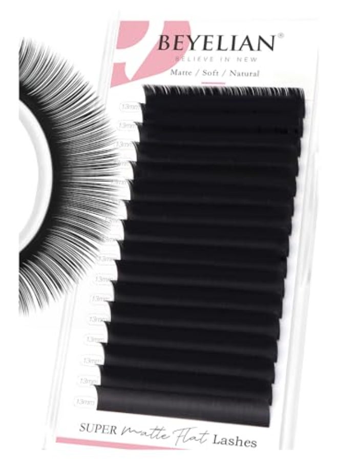 BEYELIAN Flat Eyelash Extension Ellipse Lash Extensions 020 C Curl 13mm 16 Rows Matte Black Eyelash Extension Supplies Classic Lash Extensions Individual Eyelashes Salon Use - Image 1