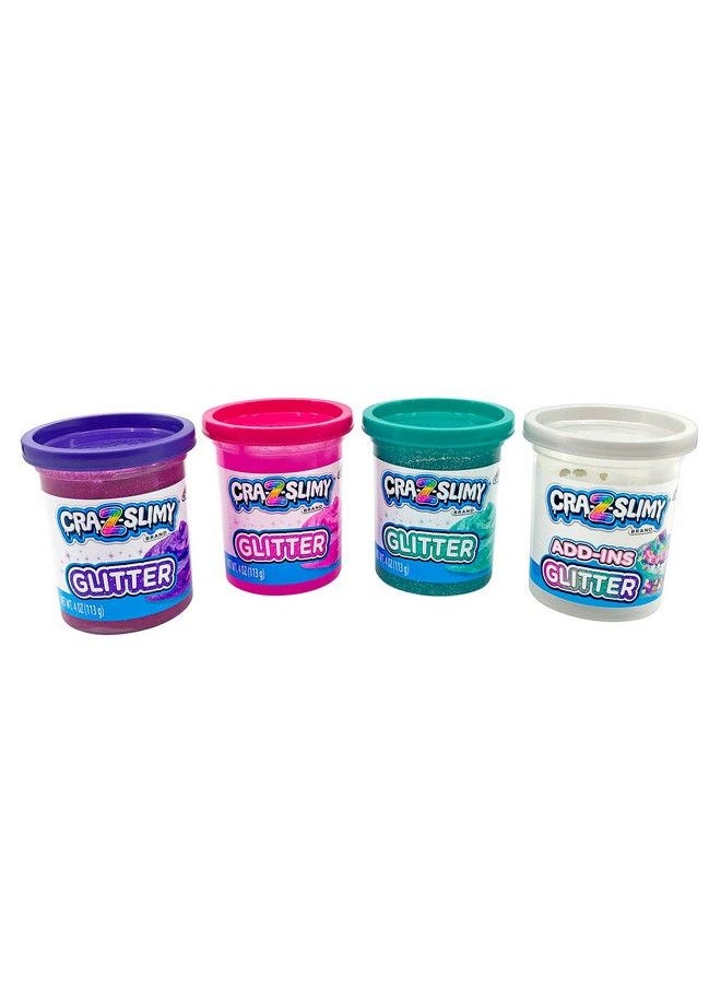 Cra-Z-Art - Crazslimy 4 Pack Glitter Slime Set Comes With 3 Colors Of Premade Glitter Slime And Glitter Addins - Image 1