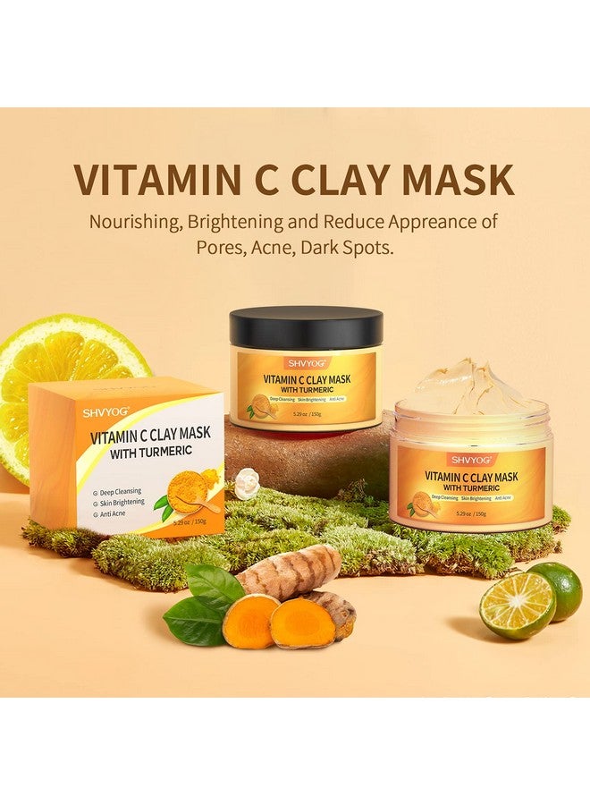 SHVYOG Vitamin C Face Mask with Kaolin Clay and Turmeric for Dark Spots, Dull Skin, Skincare Facial Mask for Controlling Oil and Refining Pores 5.29 Oz - Image 3