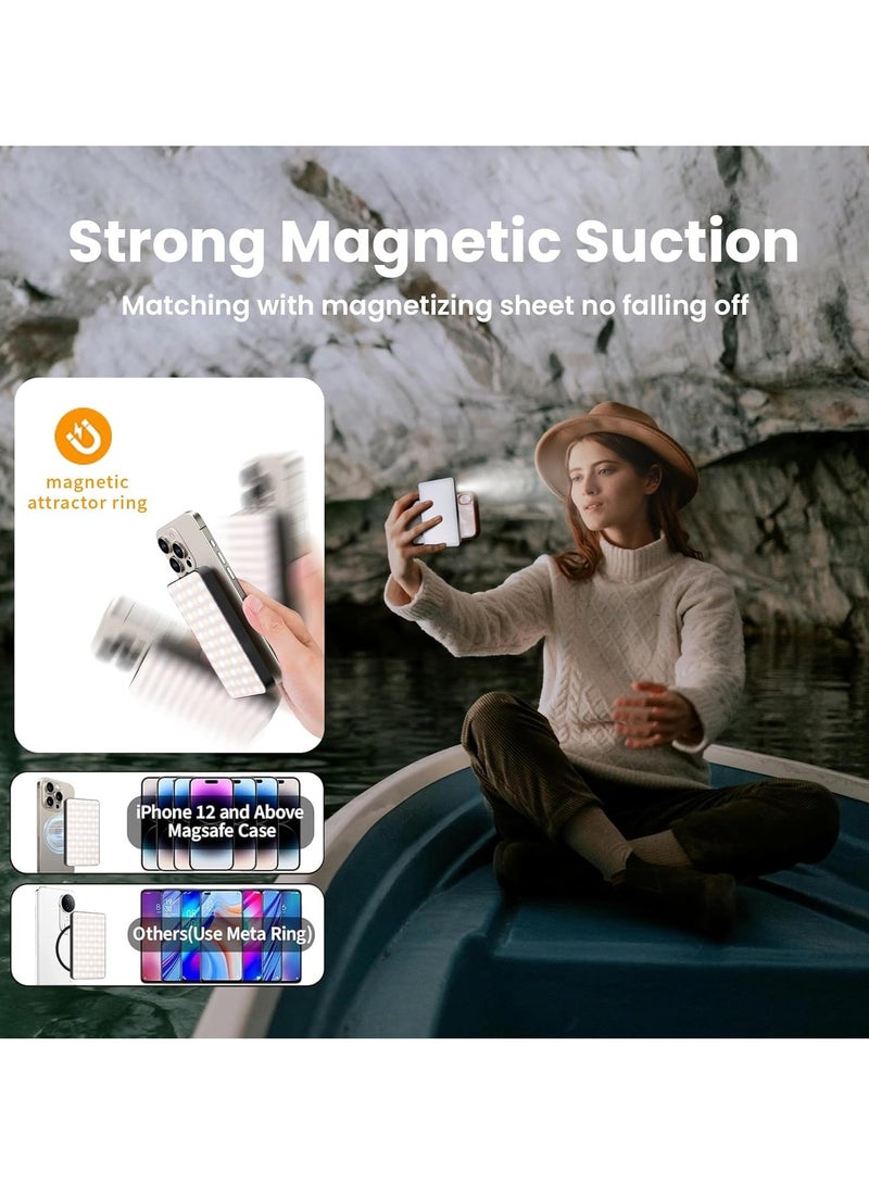Generic Magnetic Double-side Portable Selfie Light Clip, TNW 129 LED Rechargeable Light for Phone, 3 Light Modes, Portable Lighting for iPhone/Android/Laptop/Camera, Ideal for Make Up/YouTube/TikTok/Vlog - Image 2