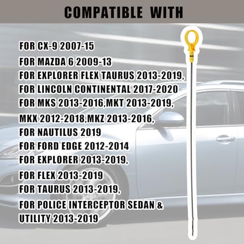 repustor Engine Oil Dipstick Fit for Mazda CX-9 2007-15 Mazda 6 2009-13,Ford Edge Explorer Flex Taurus,Lincoln Continental MKS MKT MKX MKZ Engine Oil Level Dipstick Indicator Replace CY01-10-450A CY0110450A - Image 2
