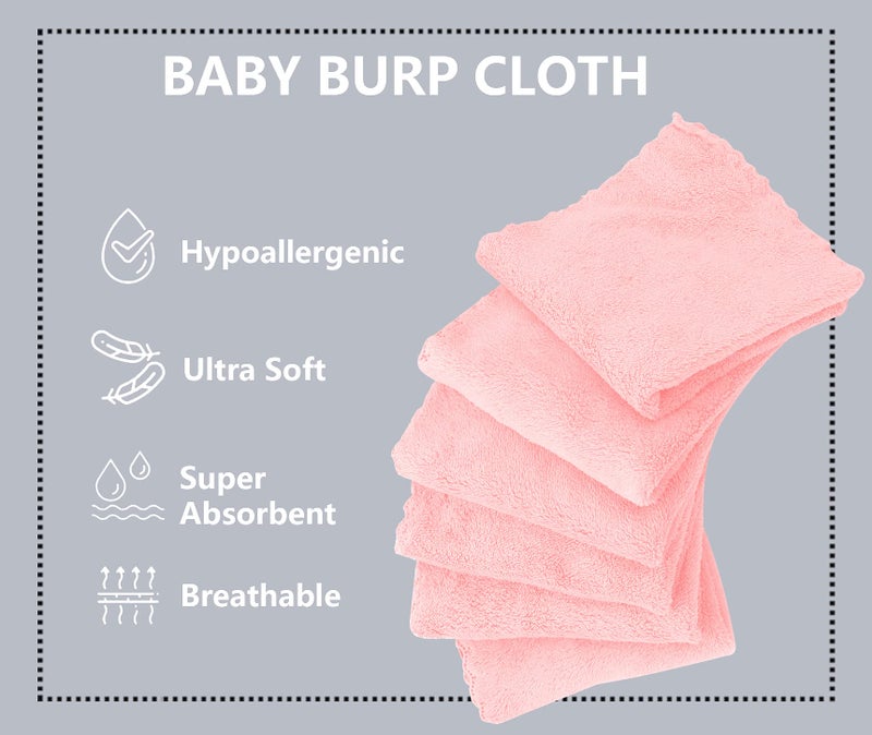 Spotted Play 8 Pack Large Burp Cloths for Baby - 20" by 10" Ultra Absorbent Burping Cloth, Hand Washcloths, Newborn Towel - Milk Spit Up Rags - Burpy Cloths for Unisex, Boy, Girl - Burp Cloths Set(Pink) - Image 2