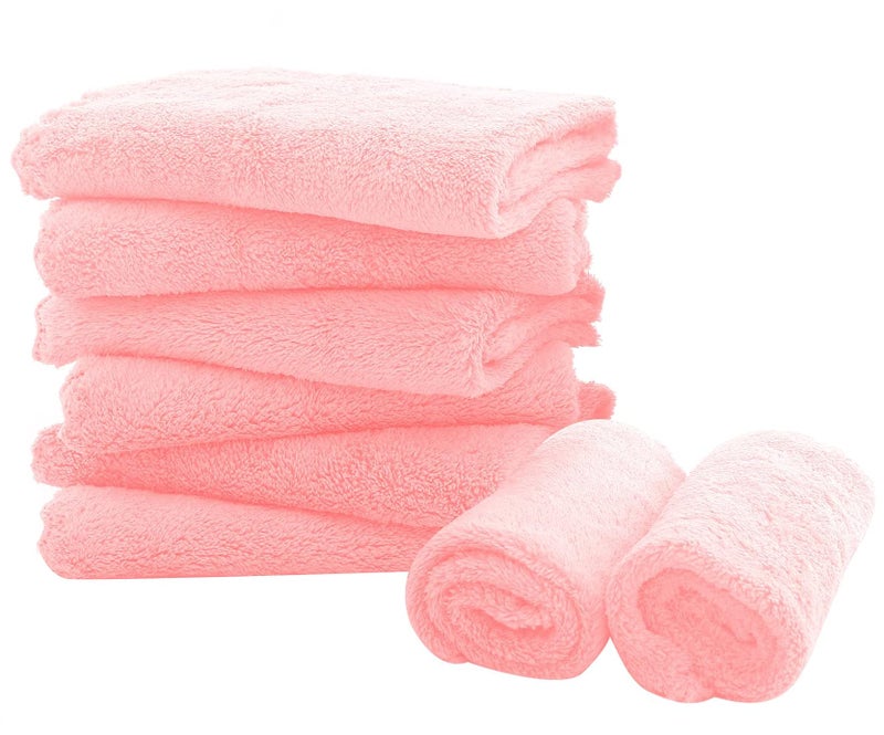 Spotted Play 8 Pack Large Burp Cloths for Baby - 20" by 10" Ultra Absorbent Burping Cloth, Hand Washcloths, Newborn Towel - Milk Spit Up Rags - Burpy Cloths for Unisex, Boy, Girl - Burp Cloths Set(Pink) - Image 1