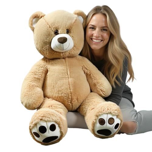 Anico 36 Tall 3 Foot Big Plush Beige Bear Stuffed Animal Teddy Bear with Smiling Face Premium Stuffed Toy Teddy Bear Perfect for Girlfriend Kids Valentines Day Christmas - Image 1