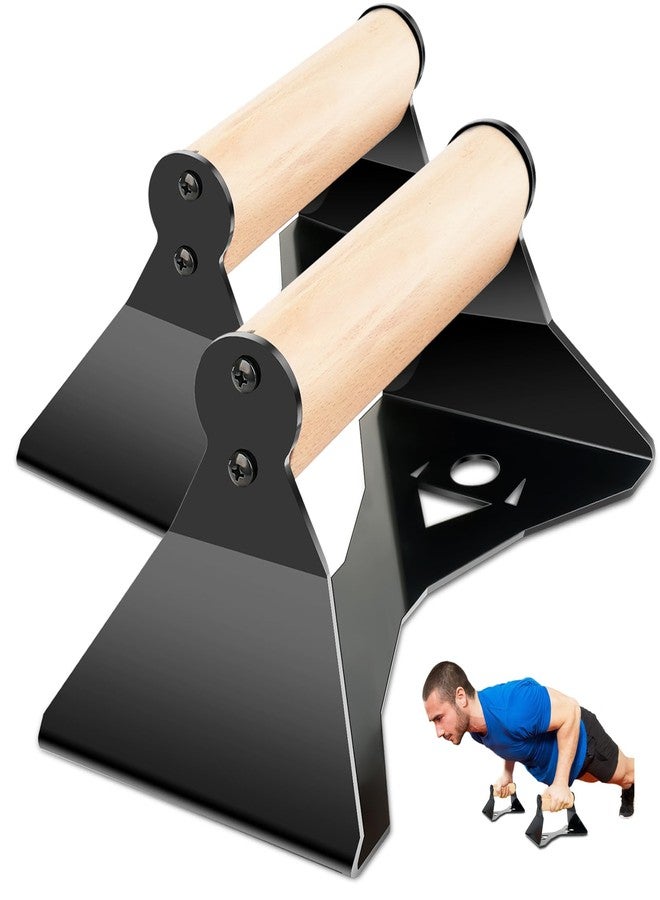 Rolitwils Parallettes Push Up Handles - Heavy Duty Steel Frame with Ergonomic Beech Wood Grips, Calisthenics Equipment for Strength Training, Anti-Slip Push Up Bars for Home Gym (250kg Capacity) - Image 1
