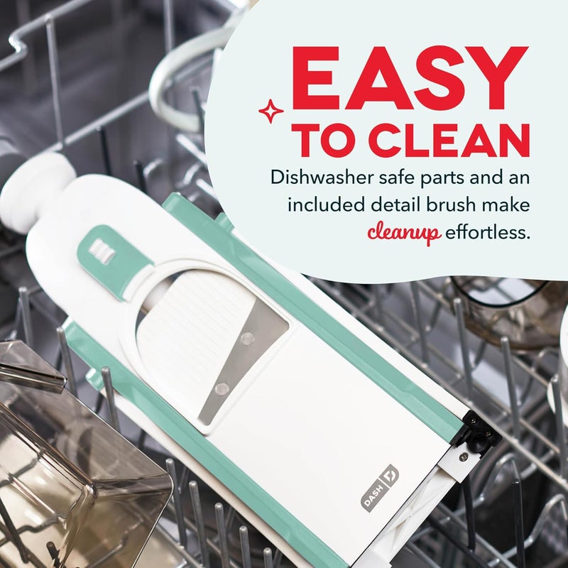 Dash Safe Slice® Mandoline Slicer, Julienne + Dicer for Vegetables, Meal Prep & More with 30+ Presets & Thickness Adjuster - Aqua - Image 5