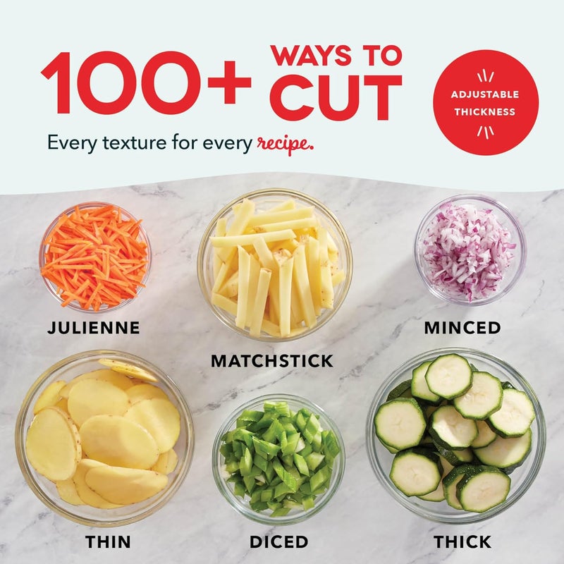 Dash Safe Slice® Mandoline Slicer, Julienne + Dicer for Vegetables, Meal Prep & More with 30+ Presets & Thickness Adjuster - Aqua - Image 4