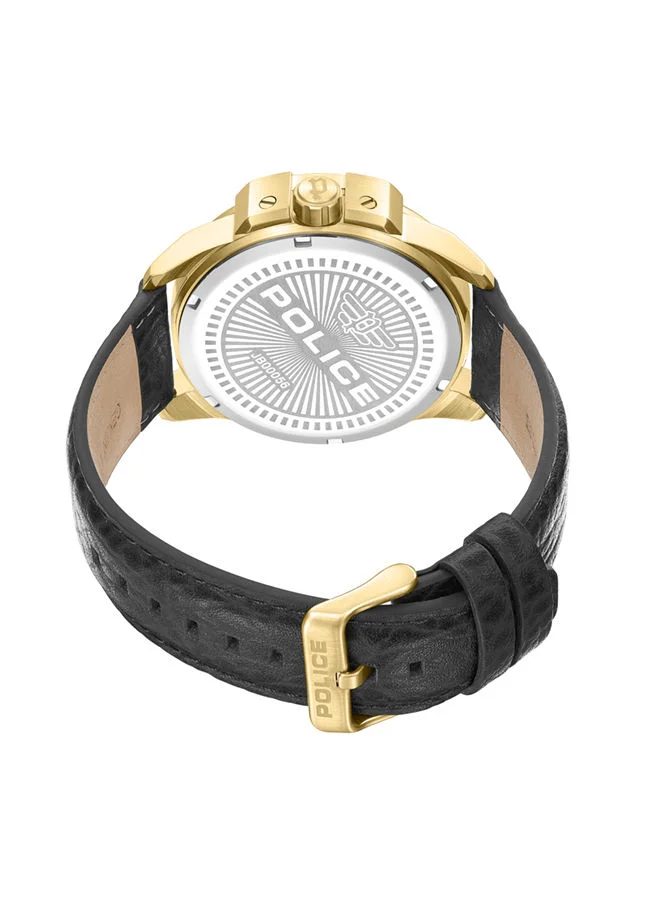POLICE POLICE - Underlined Watch For Men Black Dial Black Leather Strap