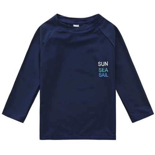 HDOBHIO Toddler and Baby Boys' 3-Piece Swimsuit Trunk Rashguard Set Sun Hat Swimwear Bathing Suit Sunsuit Swim Shirt Set Navy Tropical 3-6 Months - Image 2