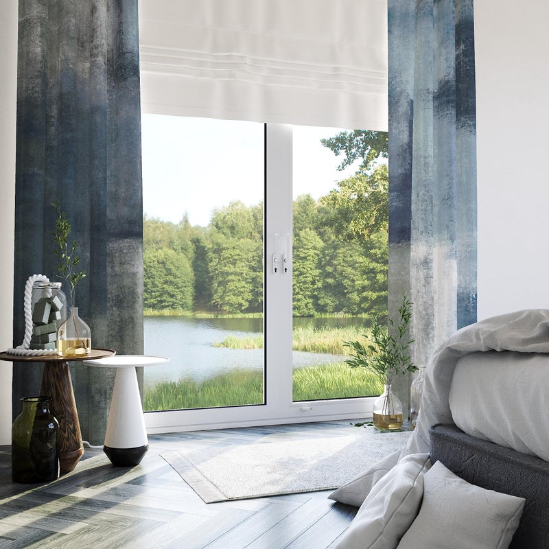 Asuexpect Dusty Blue Abstract Curtains 2 Panels Set Navy Grey Geometric Curtain Modern Chic Window Treatments Decorative for Farmhouse Living Room Bedroom Window 50% Darkening Curtain 52x84 Inch - Image 5