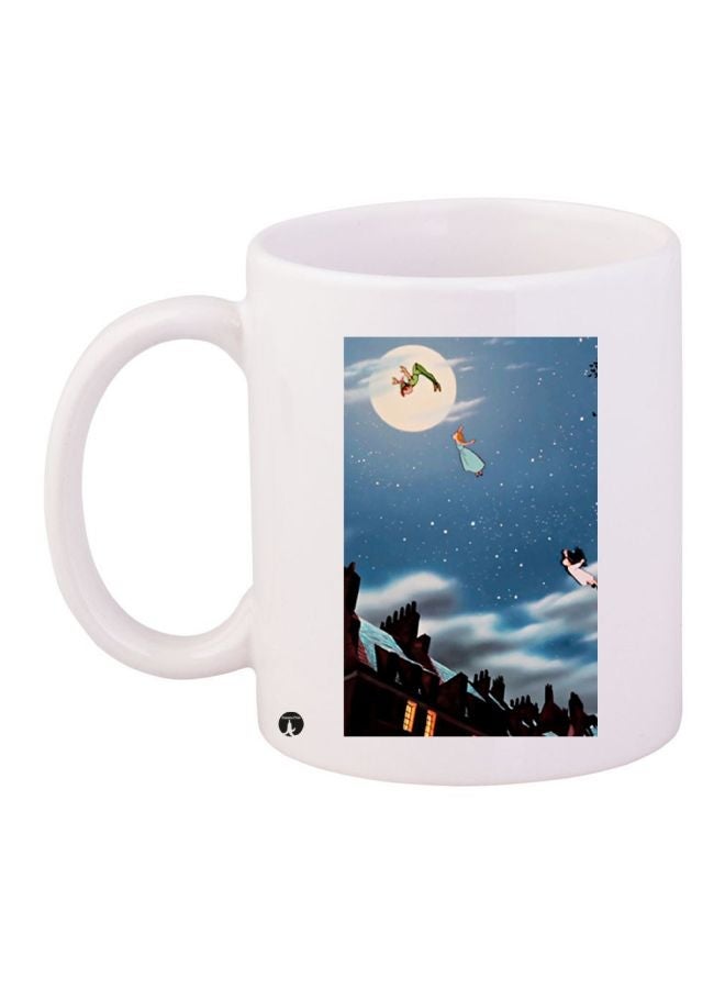 RYN Peter Pan Cartoon Printed Coffee Mug White/Blue/Brown 11ounce