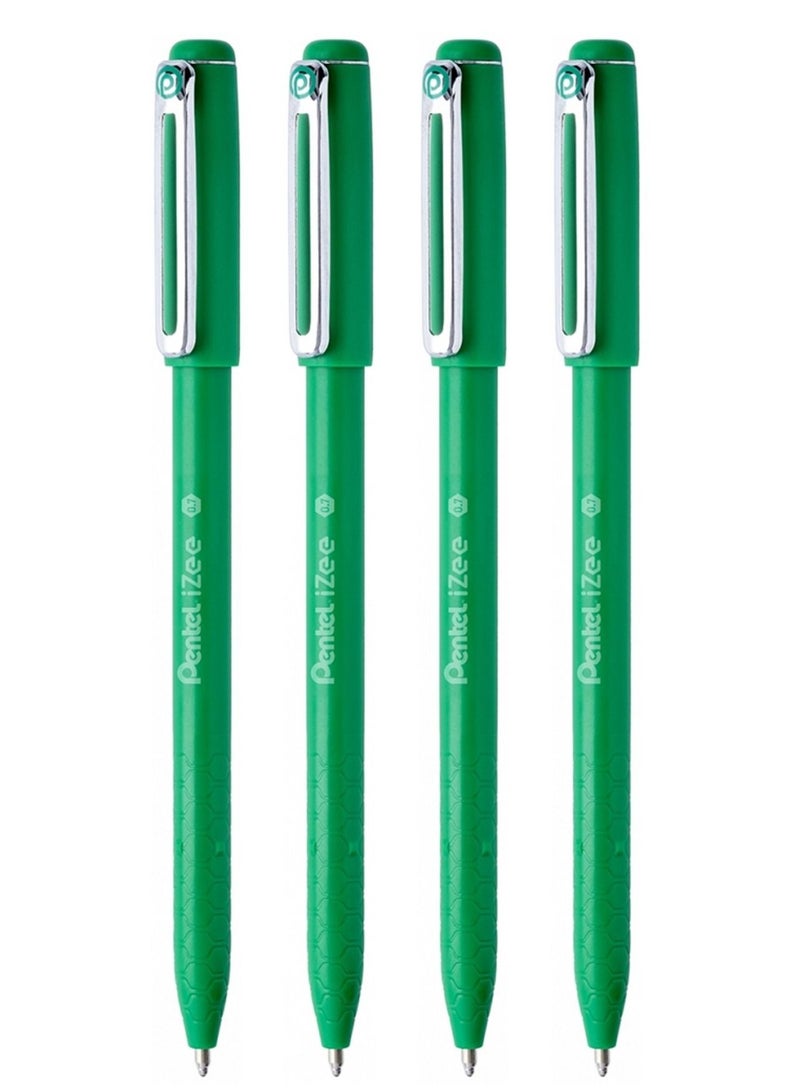 Pentel 4-Piece Izee Ballpoint Pen 0.7mm Tip Green Ink - Image 1