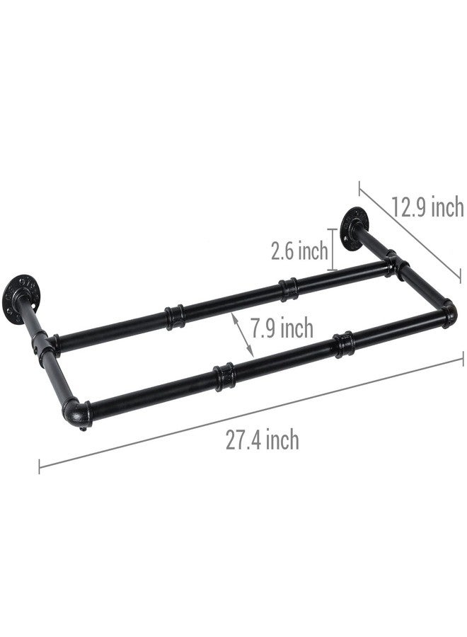 MyGift Set of 2 Industrial Matte Black Metal Pipe Hanging Shoe and Boot Rack Shelves, Wall Mounted Space Saving Footwear Storage for Closet, Mudroom, Entryway, Holds 6 Pairs - Image 5
