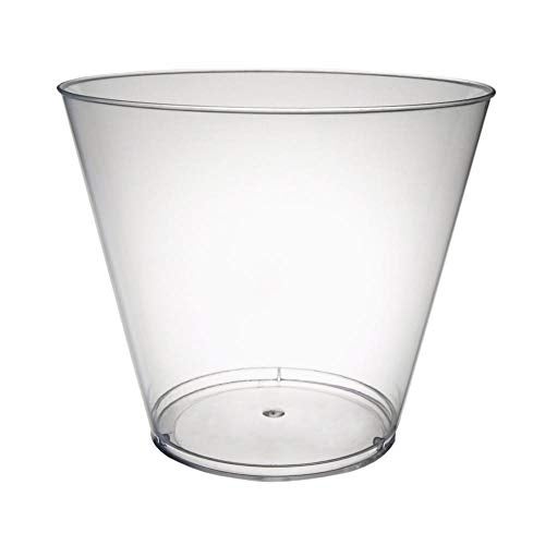 Party Essentials 9 oz Disposable Party Cups Old Fashioned Tumblers Cocktail Wine Glasses for Home Picnic Wedding Birthday 100 Count Pack of 1 Clear Hard Plastic