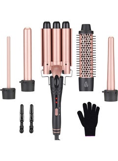 Beauenty Curling Wand Set  5-IN-1 Hair Curler Iron Professional Curling Wand Set Instant Heat Up Hair Curler with 5 Interchangeable Ceramic Barrels (9-32mm) with Heat Protective Glove & 2 Clips (D)  - Image 1