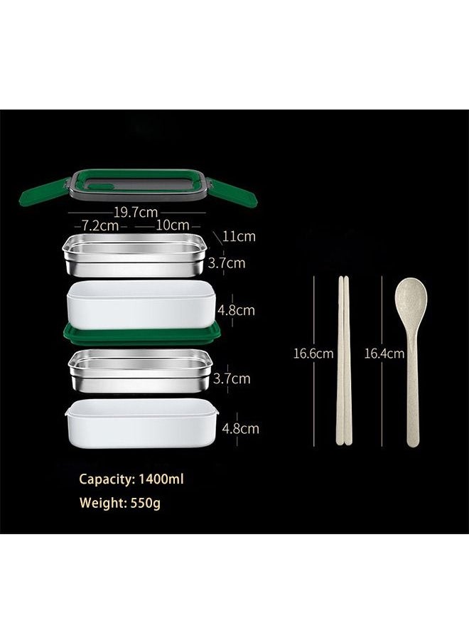 Arabest - Tableware Bento Box, Microwave Oven Heating, Heat Preservation, Double-layer Plastic Lunch Box, Food Grade Portable Student Lunch Box Multicolour ABS ‎21.5 x 11.5 x 10.5 cm - Image 1