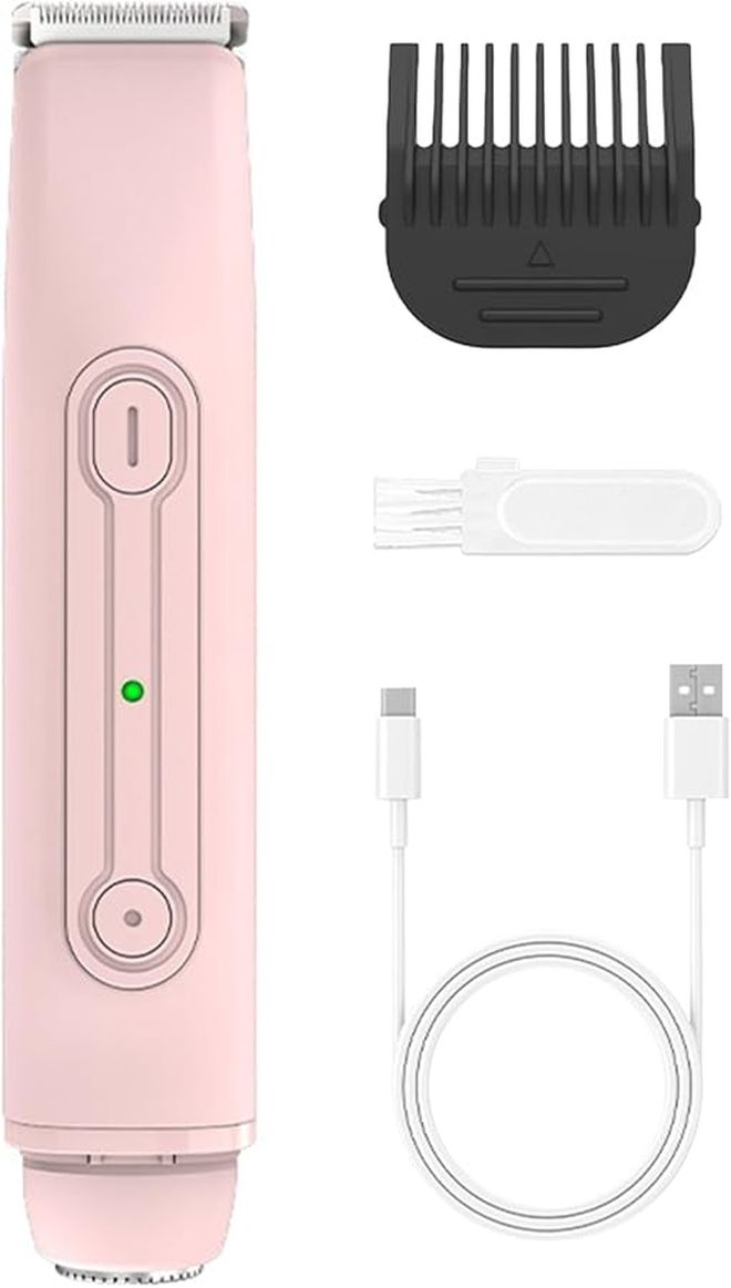 Women Waterproof Bikini Trimmer Rechargeable Double Head Hair Removal Device for Pubic Area Underarms Legs Arms - Image 1