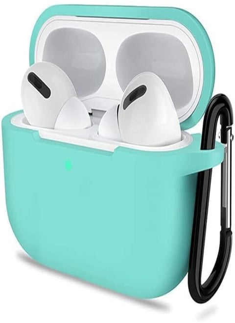Case for AirPods Pro Case Cover - Full Body Protective Silicone Case Compatible with Apple AirPods Pro Case, Shockproof Cover with Carabiner [Front LED Visible], Light Blue