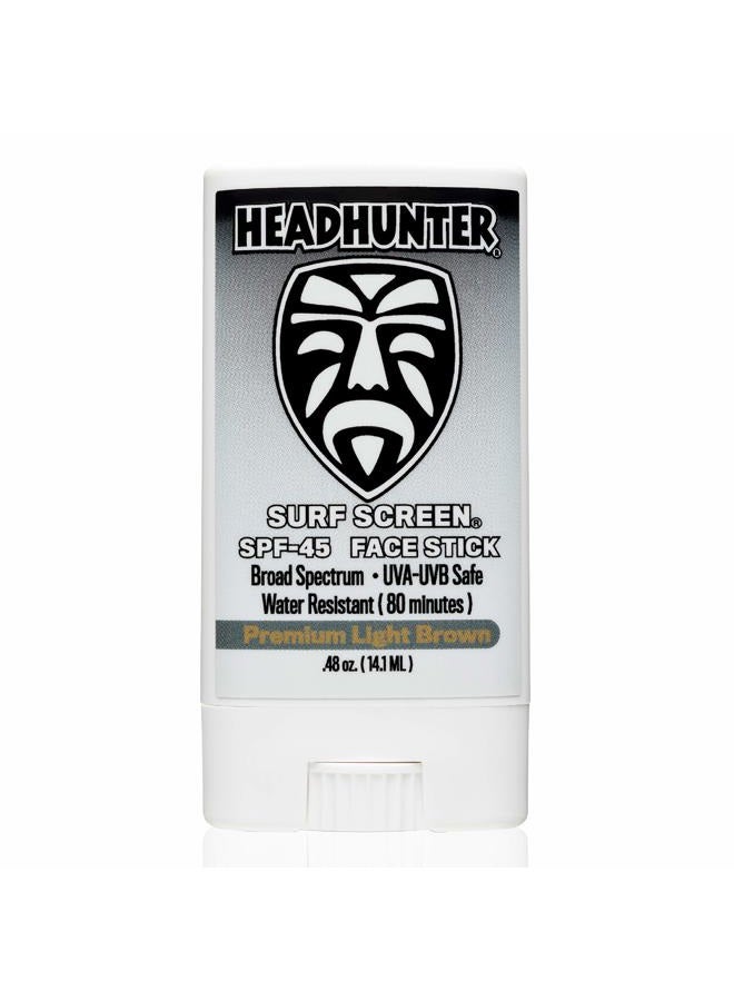 Headhunter Sunscreen Face Stick SPF 45, Waterproof Surf Sunblock for Waterman, Water-Resistant Facial Sunscreen for Ultra-Sport Protection and Solar Defense (80 min), Tinted Light Brown (1 pack) - Image 1