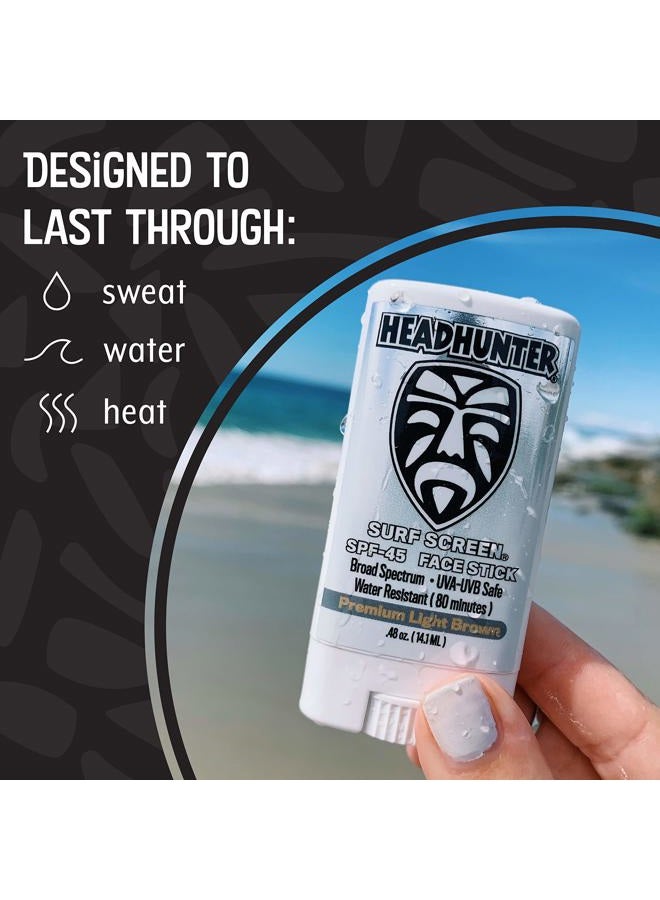 Headhunter Sunscreen Face Stick SPF 45, Waterproof Surf Sunblock for Waterman, Water-Resistant Facial Sunscreen for Ultra-Sport Protection and Solar Defense (80 min), Tinted Light Brown (1 pack) - Image 3