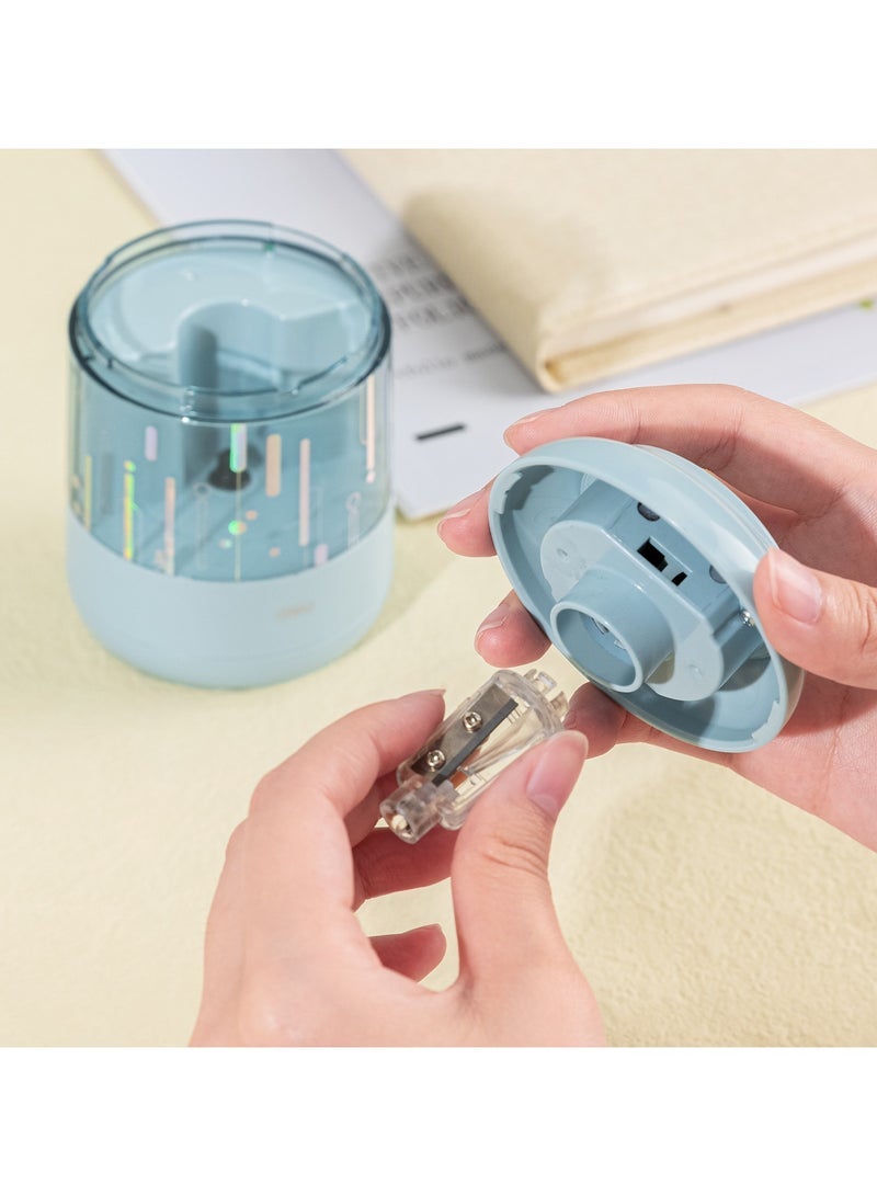 Deli EH508-BL Electric Pencil Sharpener Blue Clean Auto-Sharpen for School Desk - Image 2